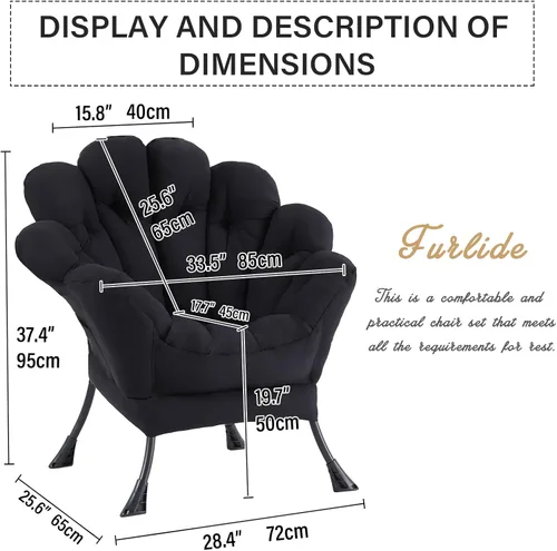 Vista 282 de Silla Lazy con otomana, silla moderna con reposapiés plegable, silla de acento de salón, cómoda silla de lectura para dormitorio, estudio, sala