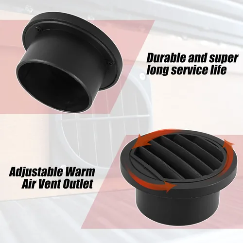 Vista 4 de X AUTOHAUX Salida de ventilación de aire caliente, calentador de conductos de plástico de 2.953 in, salida de ventilación de aire para automóvil
