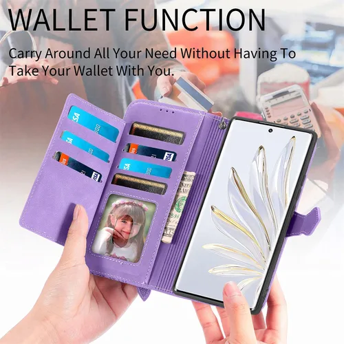 Vista 3 de Funda compatible con Xiaomi Poco X3 GT, cartera con cremallera, compatible con Redmi Note 10 Pro (China) 5G de piel sintética con cierre magnético