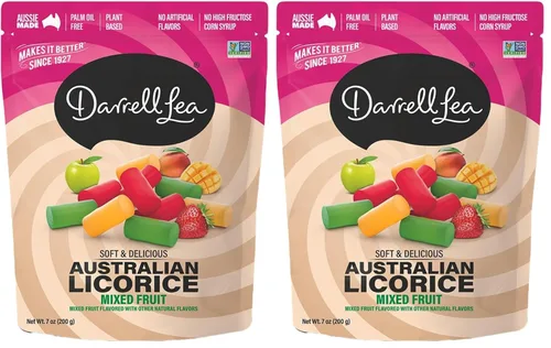 Vista 5 de Darrell Lea Regaliz australiano suave, sin OGM, sin aceite de palma, a base de plantas, sin jarabe de maíz con alto contenido de fructosa, dulce