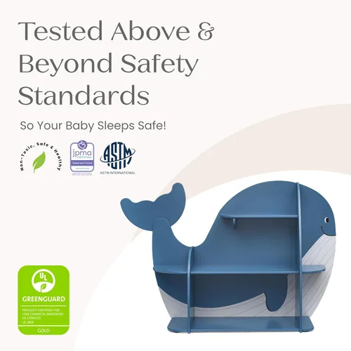 Vista 8 de Delta Children - Estantería Whale, certificación Greenguard Gold, color azul
