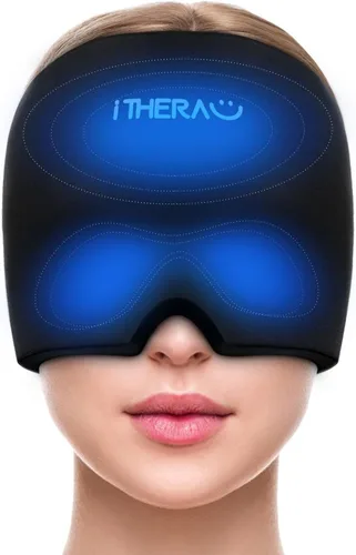 Vista 9 de iTHERAU Envoltura de Hielo para Migraña, Gorro para Alivio del Dolor de Cabeza y Gorra de Migraña Compresa Fría, Gorra de Alivio de Migraña