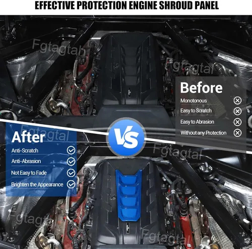Vista 2 de Cubierta de protección para el compartimento del motor, panel de cubierta de carcasa compatible con Chevrolet Corvette C8 2020-2025, decoración