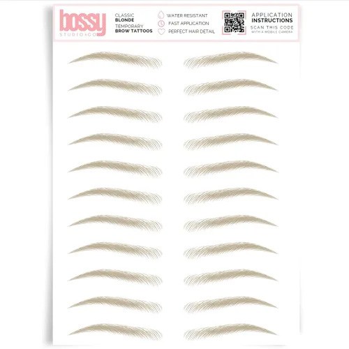 Vista 83 de Brows by Bossy Tatuaje temporal para cejas 8 colores y 6 estilos adhesivos impermeables para cejas, tatuajes falsos para el cabello como pelar