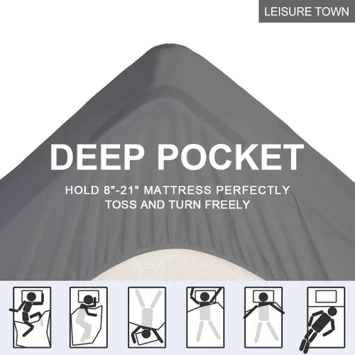 Vista 4 de LEISURE TOWN - Cubrecolchón con relleno (bolsillo profundo de 8-21 pulgadas), relleno alternativo de plumón con efecto de enfriamiento