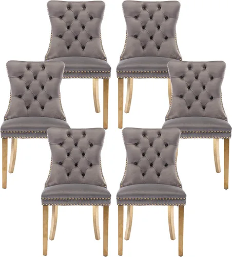 Vista 44 de Rhomtree Silla de comedor copetuda moderna de terciopelo para comedor, sillas de comedor tapizadas con diseño de remache de clavo, anillo trasero