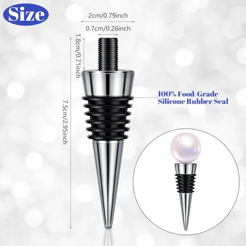 Vista 2 de Honeydak Tapón de botella de metal de 8 piezas, kit de tapón de botella de vino de acero inoxidable en blanco, reutilizable, para guardar vino