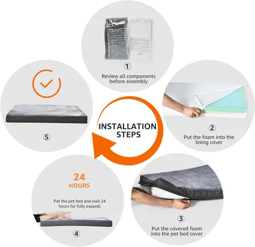 Vista 6 de Yaxa Basics Cama para perros con espuma viscoelástica de gel refrescante, soporte de alivio de presión para perros de hasta 90 libras, parte