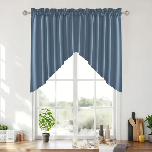 Vista 74 de RYB HOME Cortinas Cortas de Lino con Cenefas Swag - Niveles Semitransparentes para la Parte Superior de Ventanas, Decoración del Hogar con Filtrado