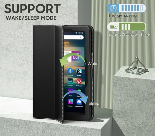 Vista 5 de MoKo - Funda compatible con la tablet Kindle Fire HD 8 y 8 Plus (10ª generación, versión de 2020), funda de soporte plegable y diseño delgado