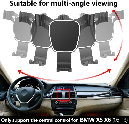 Vista 4 de Soporte de teléfono de coche para BMW X5 2007-2013, BMW X6 2008-2014 E70 E71 3.0si 4.8i xDrive 30i 35d 48i 50i Accesorios de automóvil Soporte