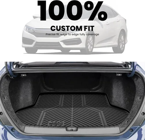 Vista 3 de LASFIT Tapete de maletero para Honda Civic Sedan 2016-2021, apto para todo tipo de clima, revestimiento de maletero, bandeja de carga, bandeja