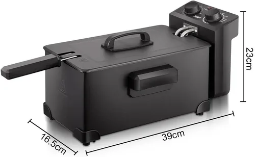 Vista 2 de Freidora eléctrica con cesta y tapa, olla freidora de acero inoxidable de 2000 W, capacidad de 3 litros para uso doméstico, sistema de freír