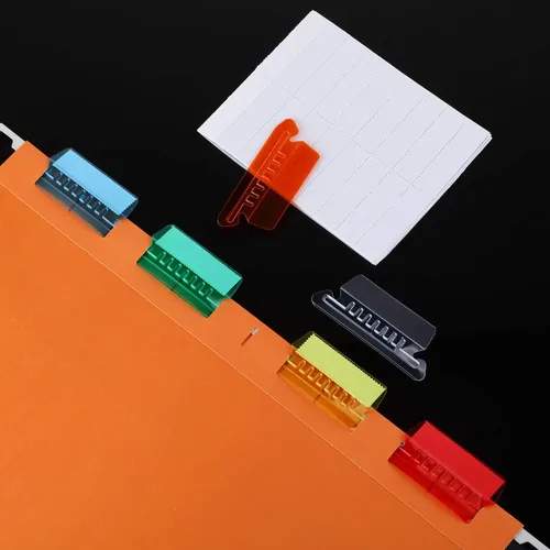 Vista 3 de Jovitec Pestañas para carpetas de archivos, 120 pestañas de plástico para colgar y 120 insertos para organizar e identificar archivos rápidos, fácil