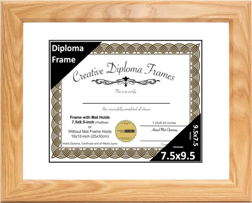 Vista 12 de Creative Picture Frames Marco de diploma con acabado de roble de 6 x 8 pulgadas, con caballete de vidrio negro y colgadores de pared instalados