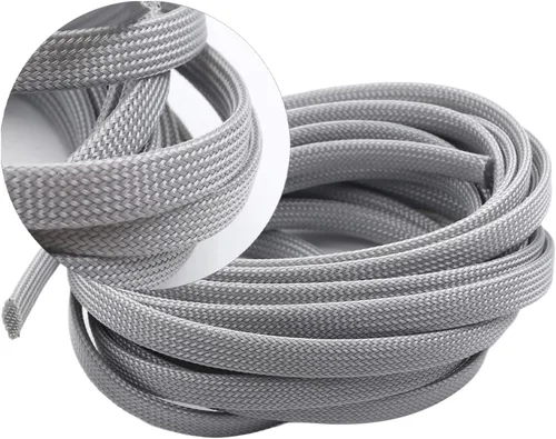 Vista 5 de Bettomshin 1 funda de organización de cables de 16.4 pies (16.4 ft), protector de cable gris PET de 38 pulgadas de ancho, tubo de telar de alambre
