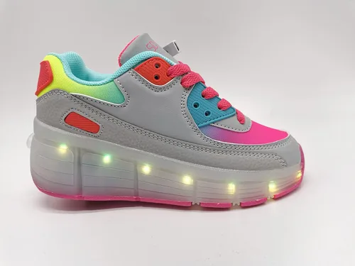 Vista 6 de SDSPEED - Tenis con patines para niños con luces LED recargables de 7 colores, zapatillas de una sola rueda