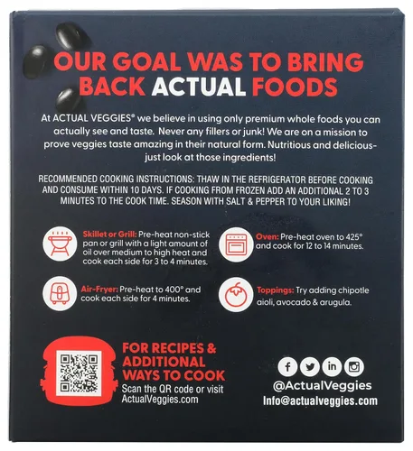 Vista 3 de Actual Veggies Hamburguesa vegetariana de frijoles negros, 12 onzas