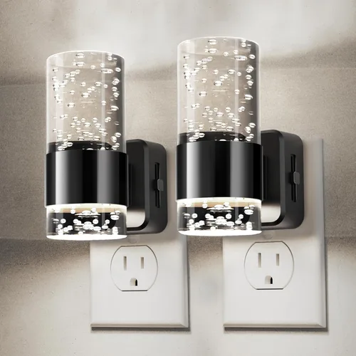 Vista 30 de L LOHAS LED Luz nocturna, paquete de 2 luces nocturnas de burbujas de 3000 K enchufables a la pared, luces nocturnas acrílicas con sensor de luz