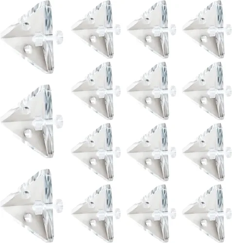 Vista 17 de MOROBOR Soporte de esquina acrílico, 24 piezas de soporte transparente de 3 agujeros en ángulo recto y soporte en forma de L, soporte de estante