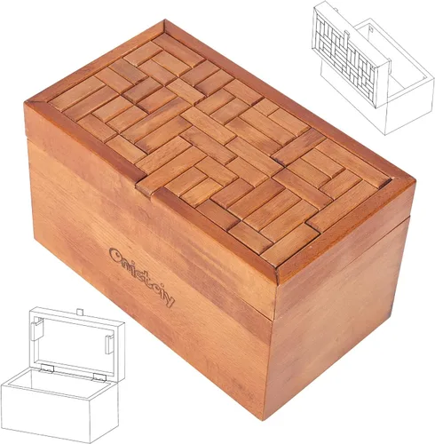 Onietoiy Caja de Rompecabezas Secreta de Madera Grande de 32 Pasos Juguetes de Madera de Haya Portadinero Hecho a Mano Almacenamiento Rompecabezas