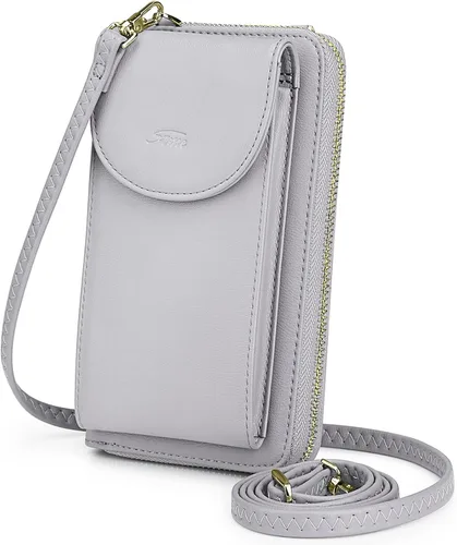 Vista 11 de S-ZONE - Bolso cruzado para mujer, de cuero sintético de PU, con bloqueo RFID, para teléfono celular/billetera A-Negro