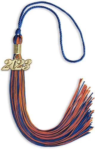 Vista 324 de Endea Graduation - Borla de doble color mixto con fecha dorada (negro/dorado antiguo, 2021)