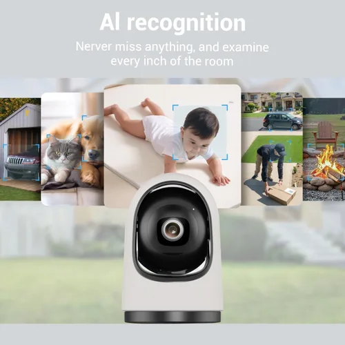 Vista 2 de Smart Baby Security Camera, 360-Degree Indoor Camera with Motion Detection, 7×24H Recordings, Mobile App Control