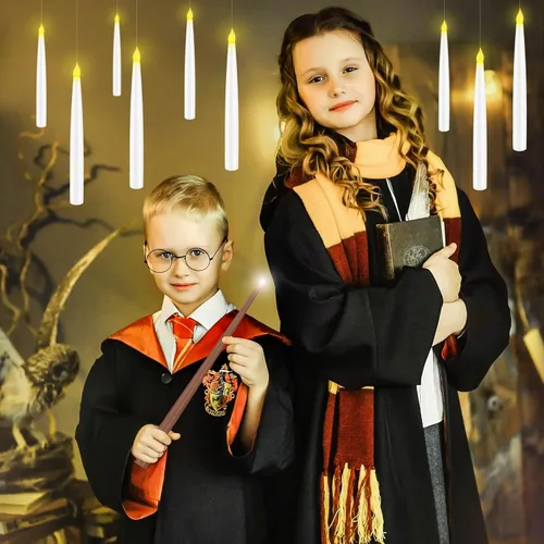 Vista 6 de 20 Pcs Floating Candles With Wand, Magic Hanging Flameless Flickering LED With Remote, Battery Operated Window Lights for Party Home Birthday