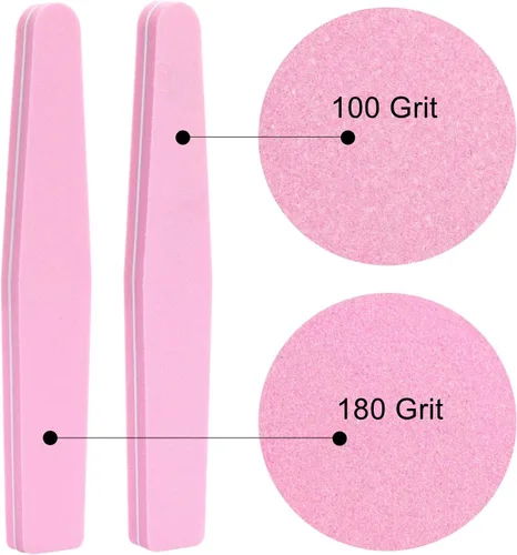 Vista 2 de Paquete de 20 pulidores de uñas de grano 100/180, bloque de esponja, lima de uñas para uñas acrílicas/naturales, color rosa