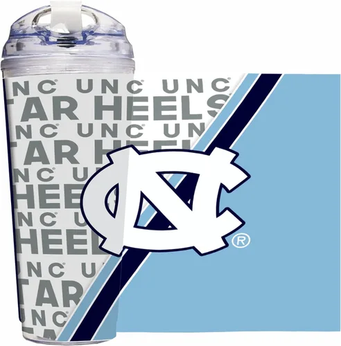 Vista 114 de Rico Industries NCAA - Vaso de acrílico estándar de 24 onzas con tapa con bisagras, vaso de doble pared con licencia oficial y popote