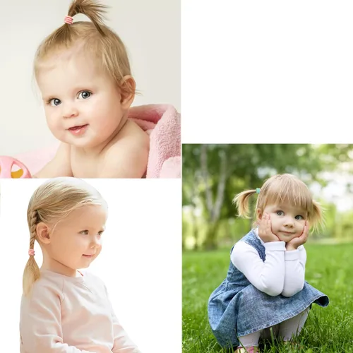 Vista 3 de Lazos para el pelo de bebé para niñas pequeñas, 200 unidades, bandas de pelo pequeñas, sin daños, bandas de goma de nailon multicolor
