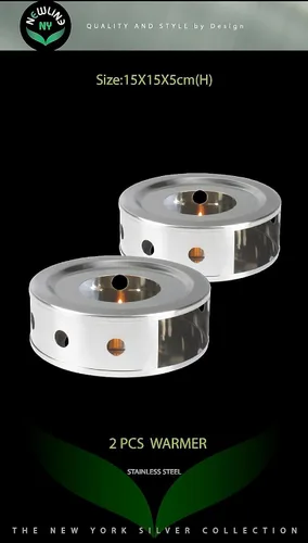 Vista 2 de NewlineNY - Calentadores de té de café de acero inoxidable, doble 6 pulgadas circulares de té de hierbas (vela no incluida)