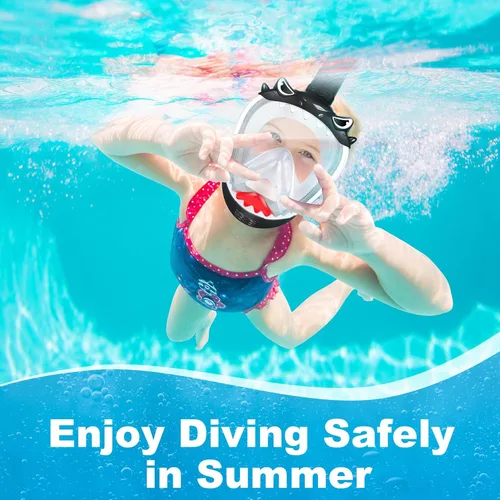 Vista 6 de Full Face Snorkel Mask for Kids with 180° Panoramic View, Snorkeling Set Featuring Anti-Leak and Anti-Fog Foldable Dry Top Design for Safe