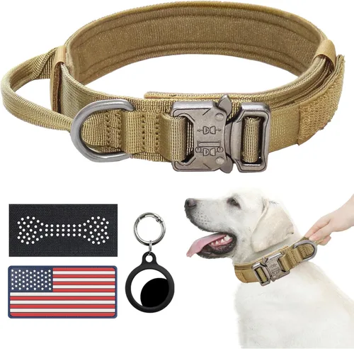 Vista 14 de Hotsky Juego de collar y correa táctica para perro, collar militar resistente con asa y hebilla de metal para entrenamiento y caminar, con soporte
