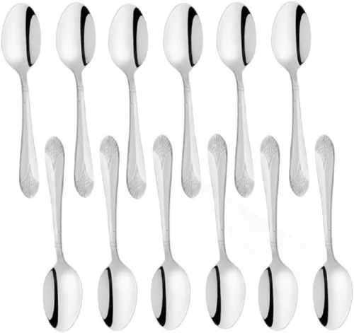 Vista 10 de TrueCraftware - Elizabeth - Juego de 12 cucharas de caldo de acero inoxidable, cubiertos de acero inoxidable, juego de vajilla de cocina