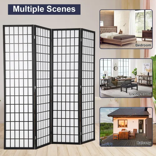 Vista 6 de Divisor de habitación de 4 paneles de 6 pies divisor de privacidad plegable pantalla divisora de habitación de madera divisor de pared independiente