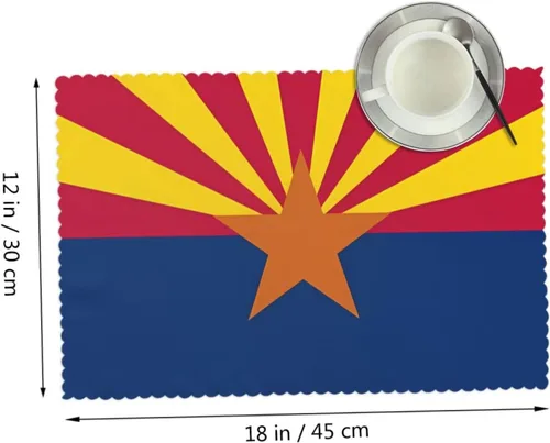 Vista 2 de Rectangular Placemats Set of 4, Heat Resistant Arizona Flag Printed Kitchen Dining Table Mats