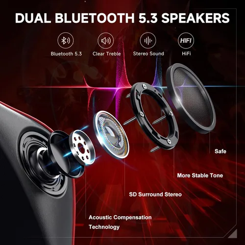 Vista 3 de GTPLAYER Silla de juegos con altavoces Bluetooth, respaldo y altura ajustables, reposabrazos 3D, reposapiés, silla ergonómica para computadora