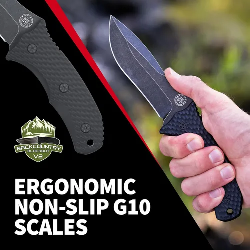 Vista 3 de Off-Grid Knives - Backcountry Blackout V2 Fixed Blade with Cryo D2 Blade Steel, Full Tang, Grippy G10 Scales, Kydex Sheath with Lo-Pro Belt Clip