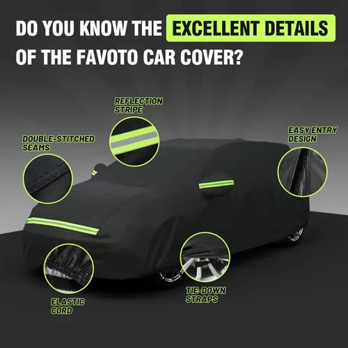 Vista 4 de Favoto Cubierta para auto hatchback impermeable de 6 capas para todo tipo de clima, resistente, para automóviles, cubierta exterior completa