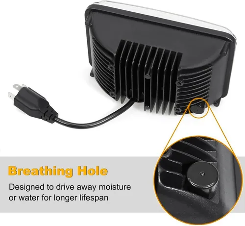 Vista 7 de Faros delanteros de 4 x 6, 2 unidades con enchufe H4 compatible con los siguientes modelos: Peterbilt Rectangular H4651 H4652 H4656 H6545 H4666