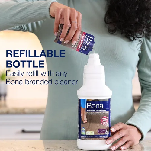 Vista 3 de Bona Botella limpiadora de pisos de madera dura para usar con mopa de spray Swiffer WETJET, aroma a madera de cedro, rinde 64 onzas líquidas