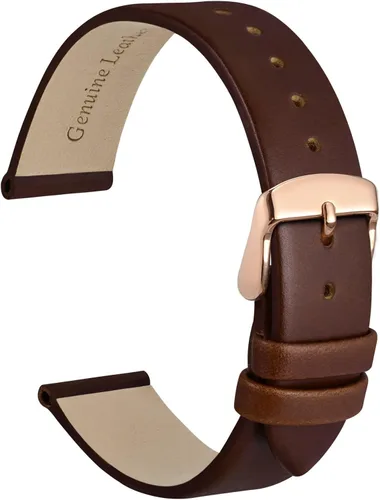 Vista 28 de WOCCI Correa de reloj elegante de 0.315 in de ancho, correa de repuesto de cuero genuino con hebilla dorada (negro)