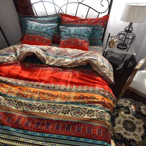 Vista 8 de Dodou - Juego de ropa de cama estilo bohemio, juego de funda de edredón bohemio, juego de ropa de cama de 2 piezas (individual)