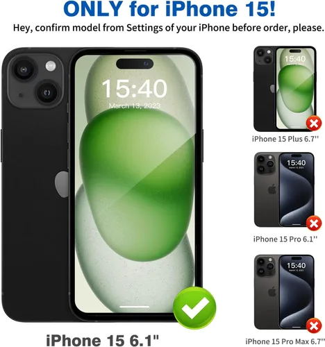 Vista 7 de Jiunai Funda para iPhone 15, Protección Resistente contra Caídas Sin Pantalla de Doble Capa Resistente a Golpes Parachoques Robusto Resistente a