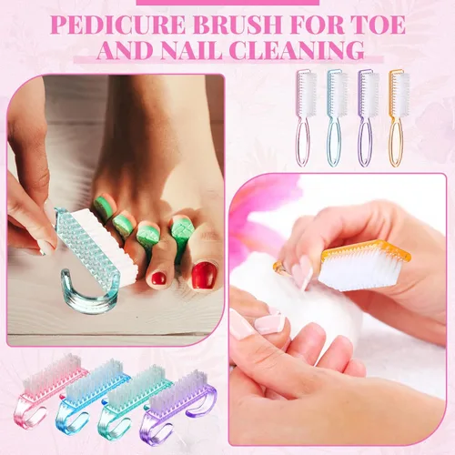 Vista 5 de Patelai Cepillos de uñas para limpiar el mango, cepillo de uñas, cepillo de uñas colorido a granel para uñas de las manos, cepillos de limpieza