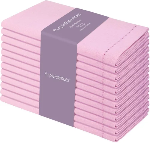 Vista 29 de PurpleEssences - Juego de 6 servilletas de tela con orilla cosida para cena, 100% algodón - Suave, duradero, lavable - Ideal para boda, Navidad Gris