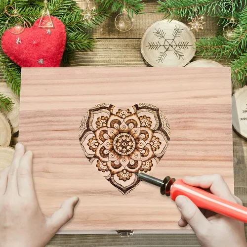 Vista 6 de Yookeer 8 cajas de madera sin terminar con tapa con bisagras, caja de madera a granel para manualidades, cierre frontal, almacenamiento de madera