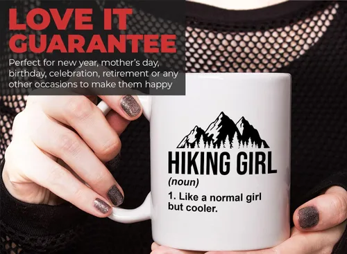 Vista 7 de Taza de café de senderismo de 11 oz color blanco – Senderismo Chica – Senderismo Backpacker Backpacker Mountain Boardwalks Mochilero Camping
